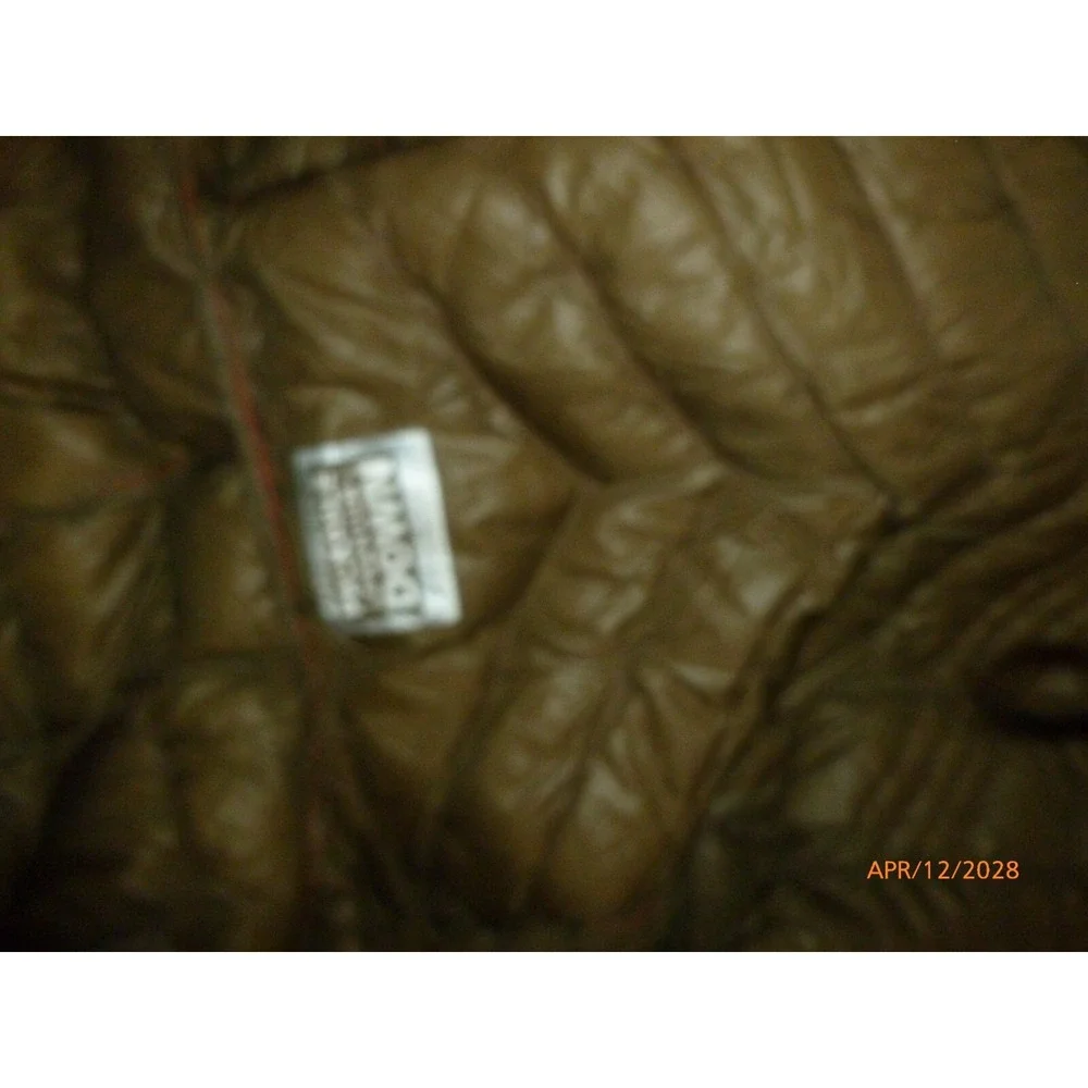 Orange Hooded Puffer‎ Jacket Quilted Full Zip Winter Coat Goose Down Womens